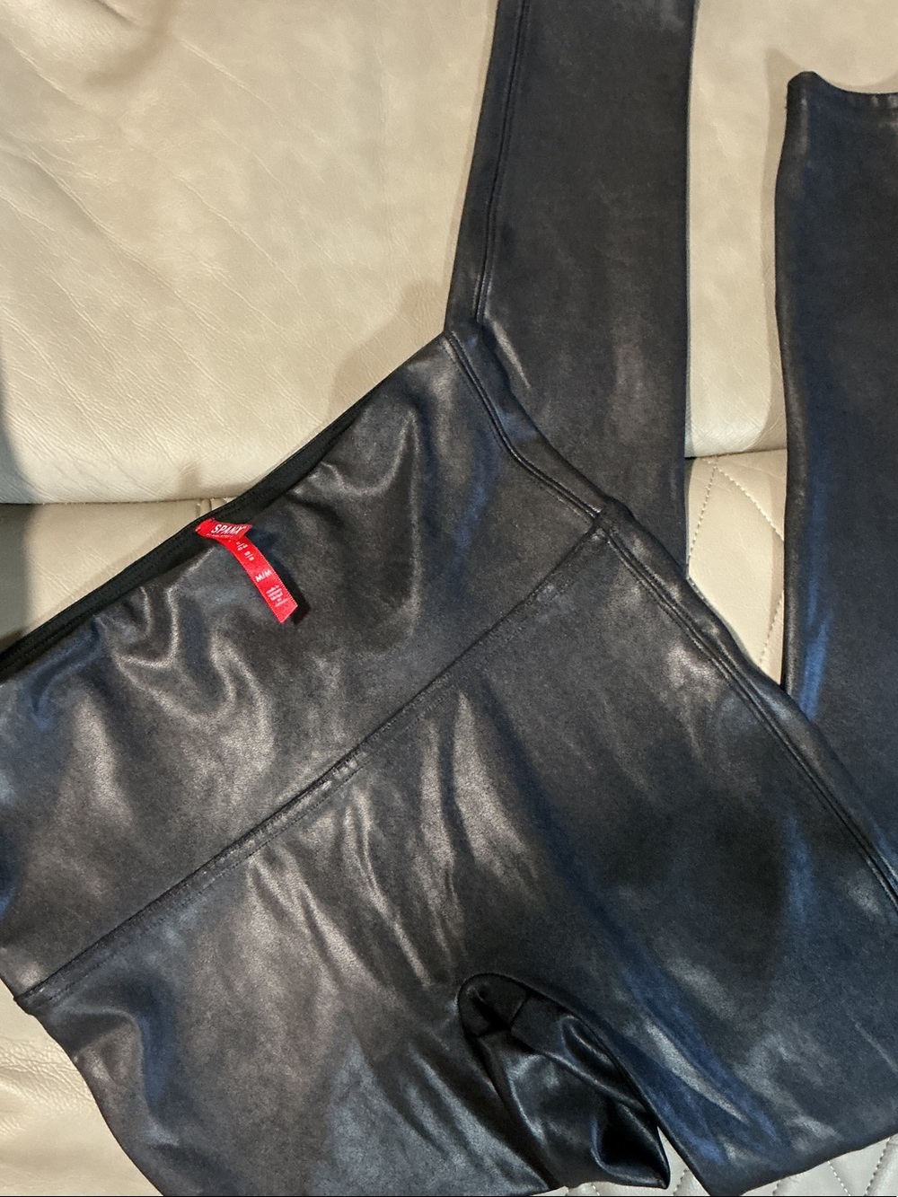 SPANX Black Faux Leather Jeggings
